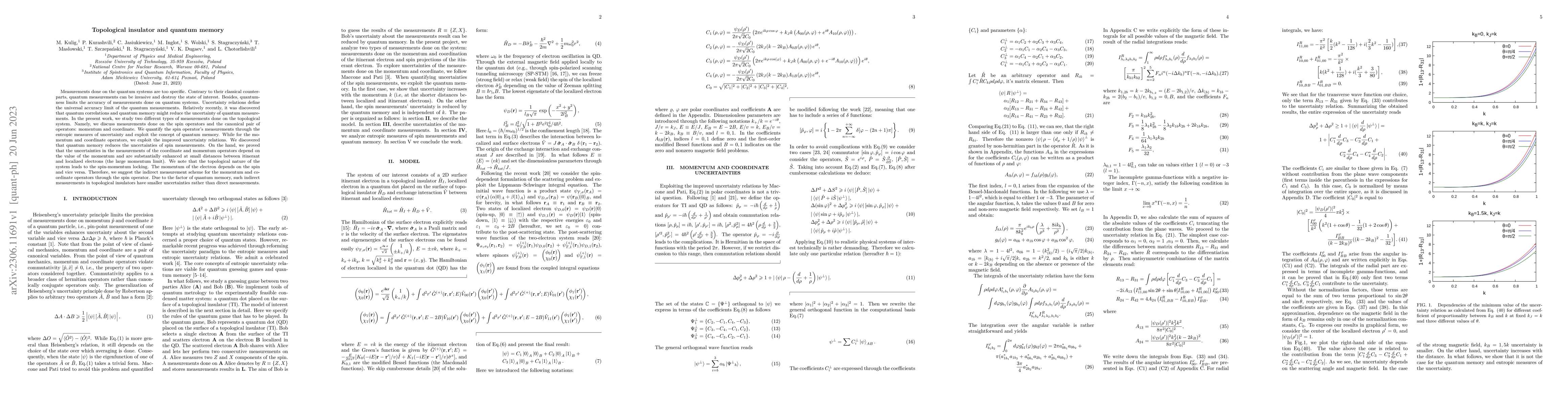 Thumbnail for Topological insulator and quantum memory