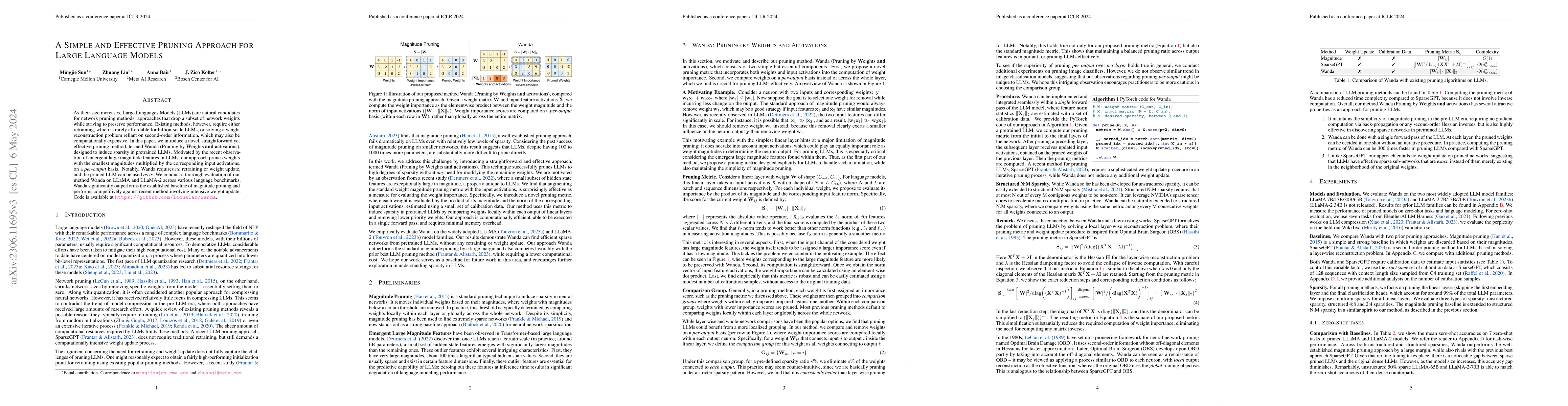 Thumbnail for A Simple and Effective Pruning Approach for Large Language Models