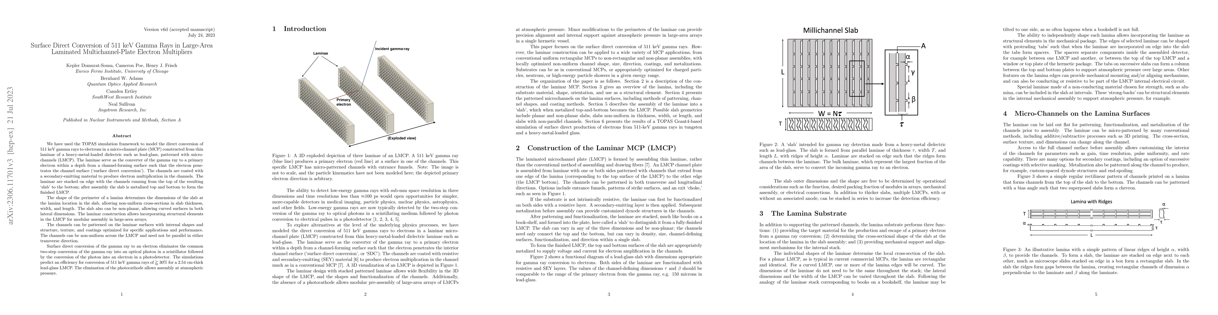 Thumbnail for Surface Direct Conversion of 511 keV Gamma Rays in Large-Area Laminated
  Multichannel-Plate Electron Multipliers