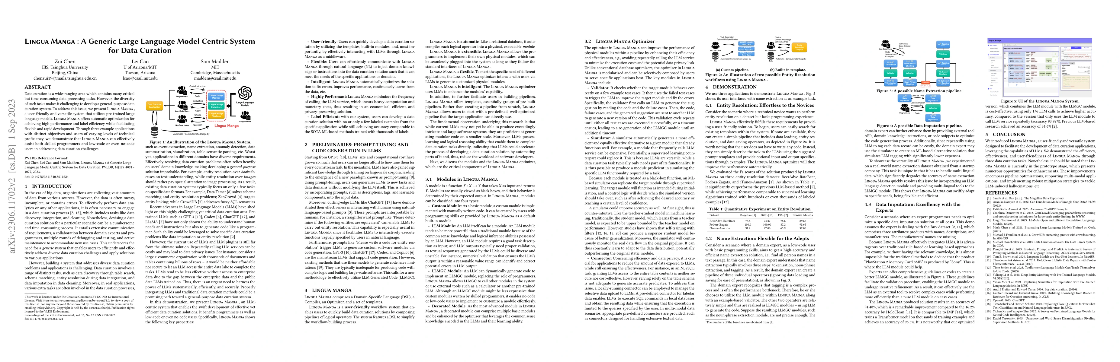Thumbnail for Lingua Manga: A Generic Large Language Model Centric System for Data
  Curation