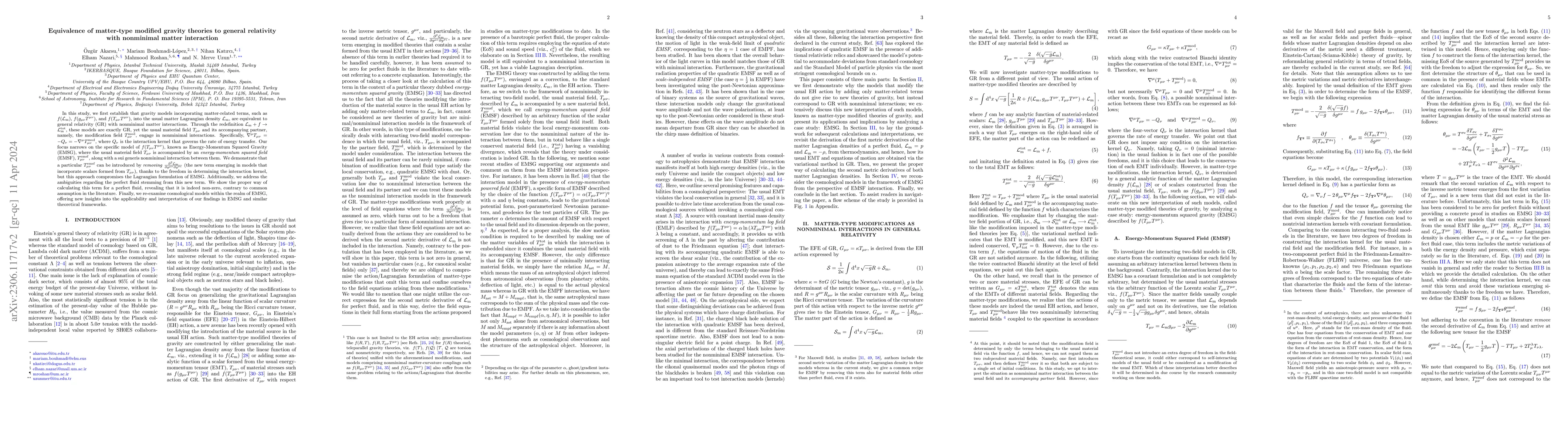 Thumbnail for Equivalence of matter-type modified gravity theories to general
  relativity with nonminimal matter interaction