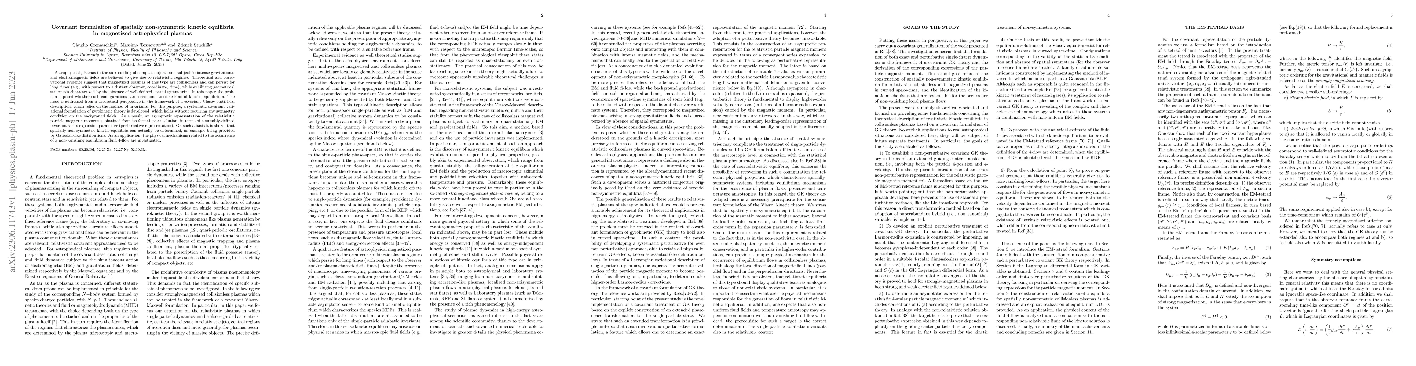 Thumbnail for Covariant formulation of spatially non-symmetric kinetic equilibria in
  magnetized astrophysical plasmas