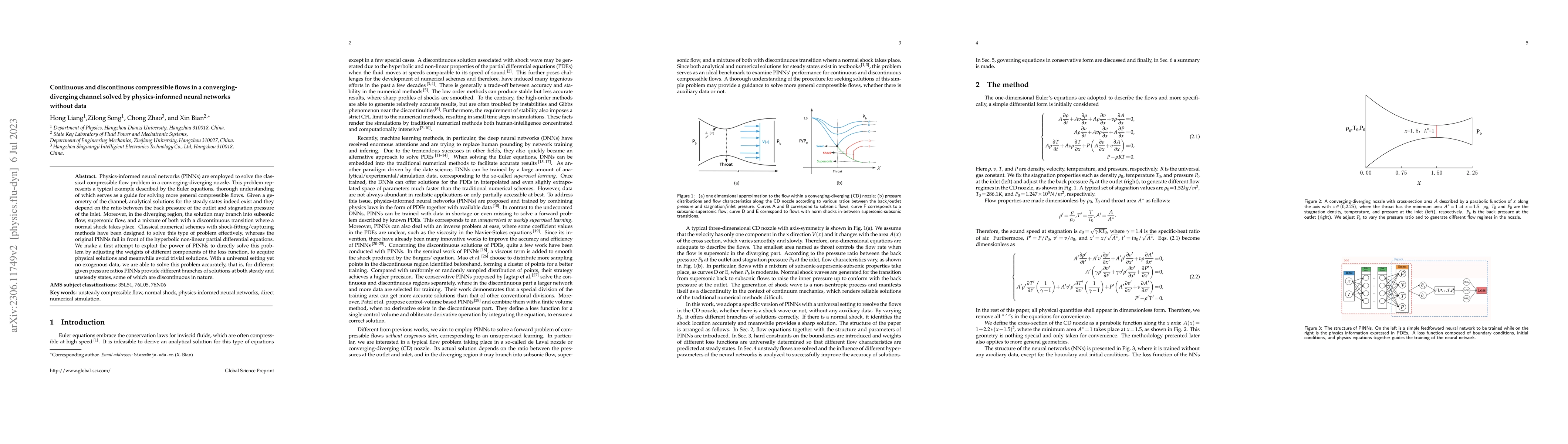 Thumbnail for Continuous and discontinous compressible flows in a converging-diverging
  channel solved by physics-informed neural networks without data