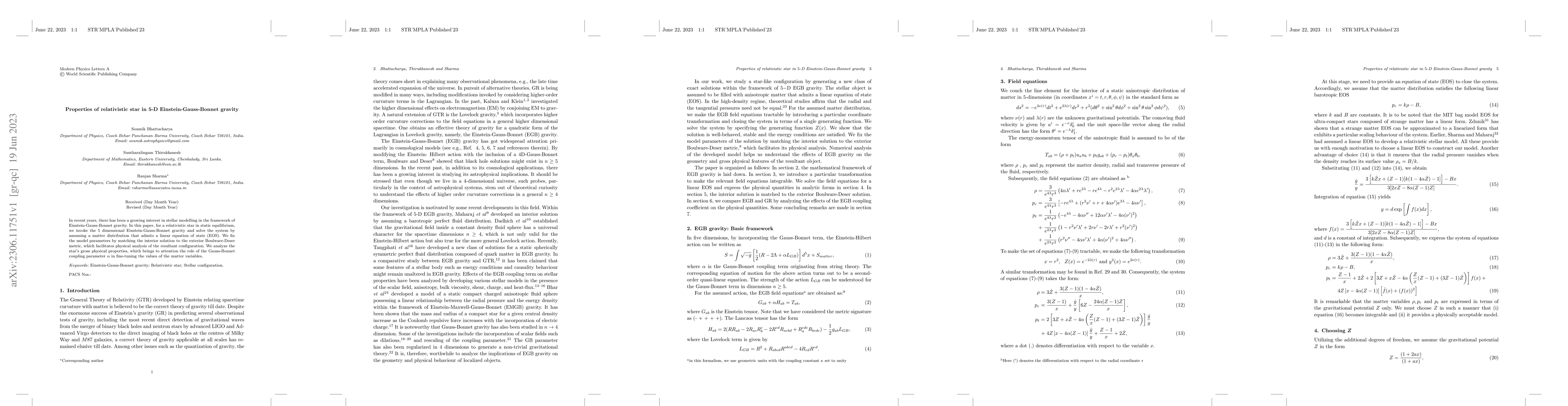 Thumbnail for Properties of relativistic star in 5-D Einstein-Gauss-Bonnet gravity