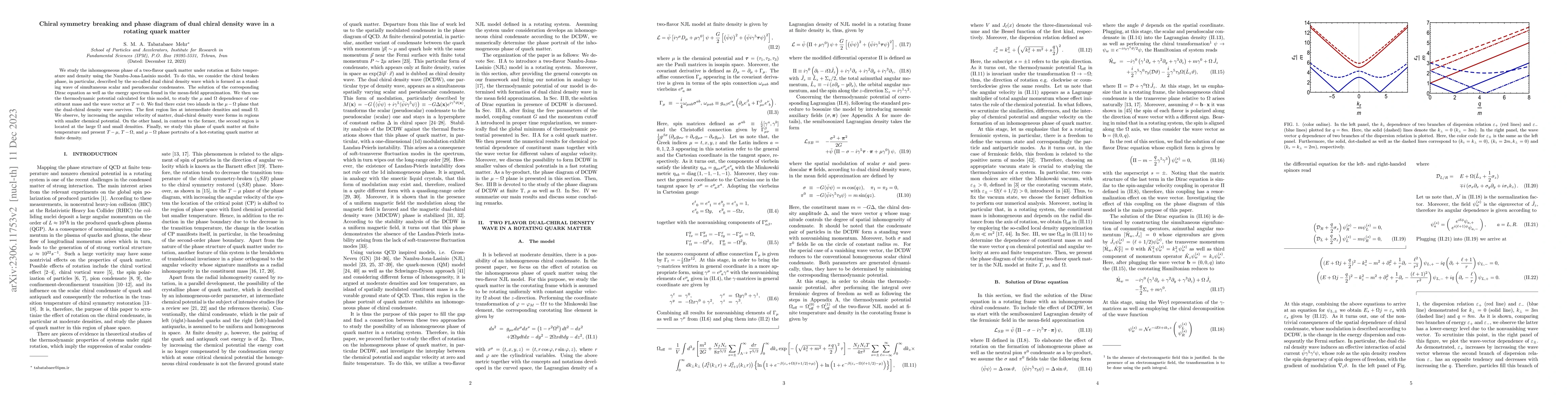 Thumbnail for Chiral symmetry breaking and phase diagram of dual chiral density wave
  in a rotating quark matter