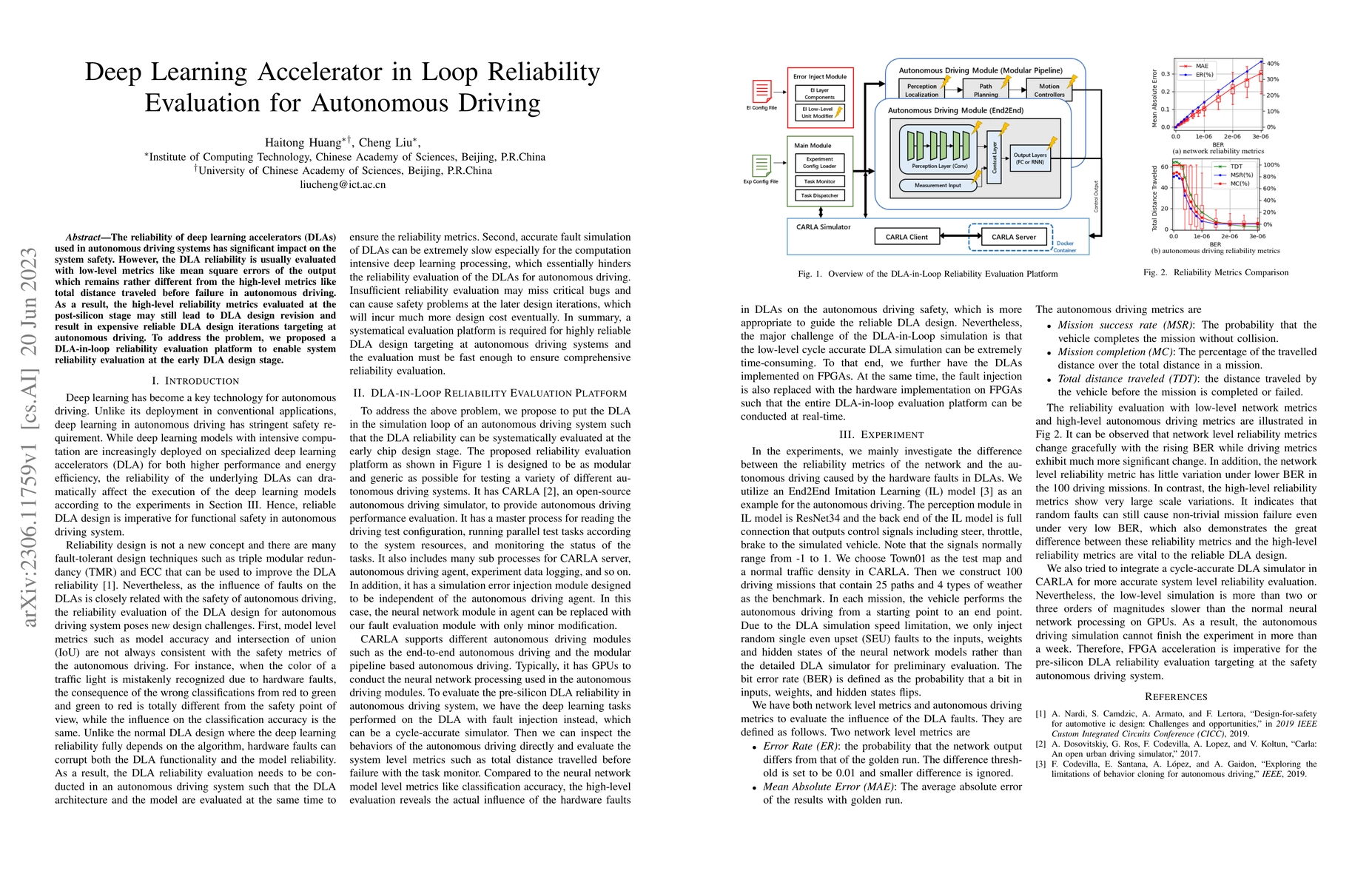 Thumbnail for Deep Learning Accelerator in Loop Reliability Evaluation for Autonomous
  Driving