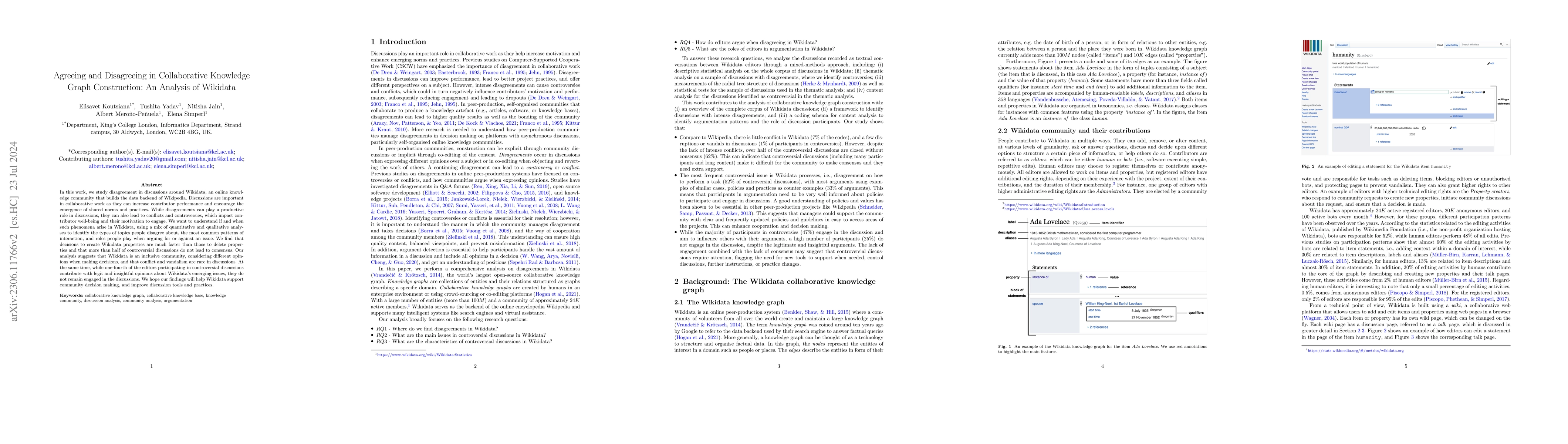 Thumbnail for Agreeing and Disagreeing in Collaborative Knowledge Graph Construction:
  An Analysis of Wikidata