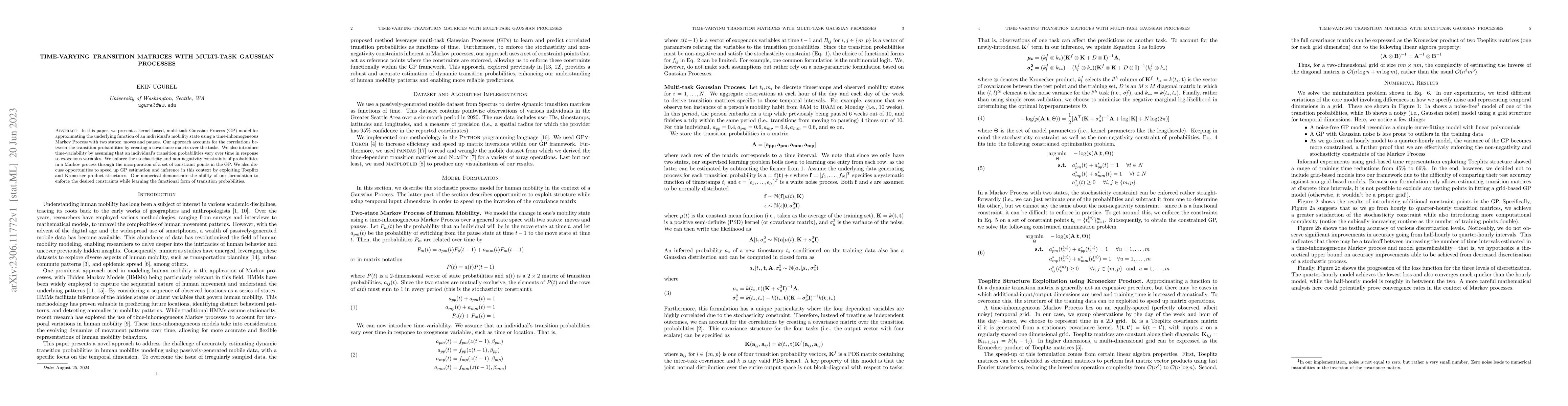 Thumbnail for Time-Varying Transition Matrices with Multi-task Gaussian Processes