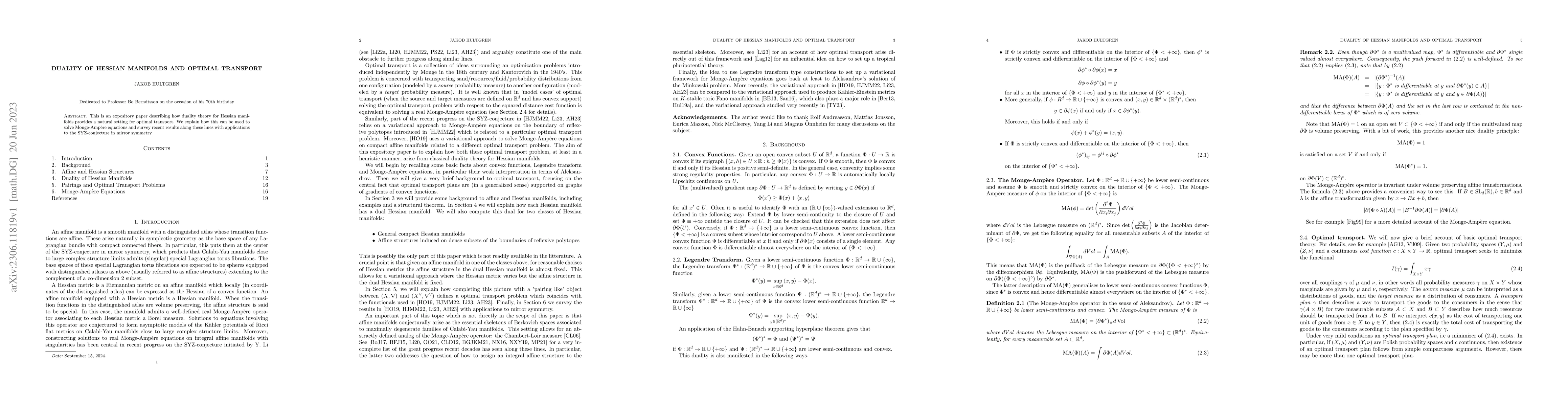 Thumbnail for Duality of Hessian manifolds and optimal transport