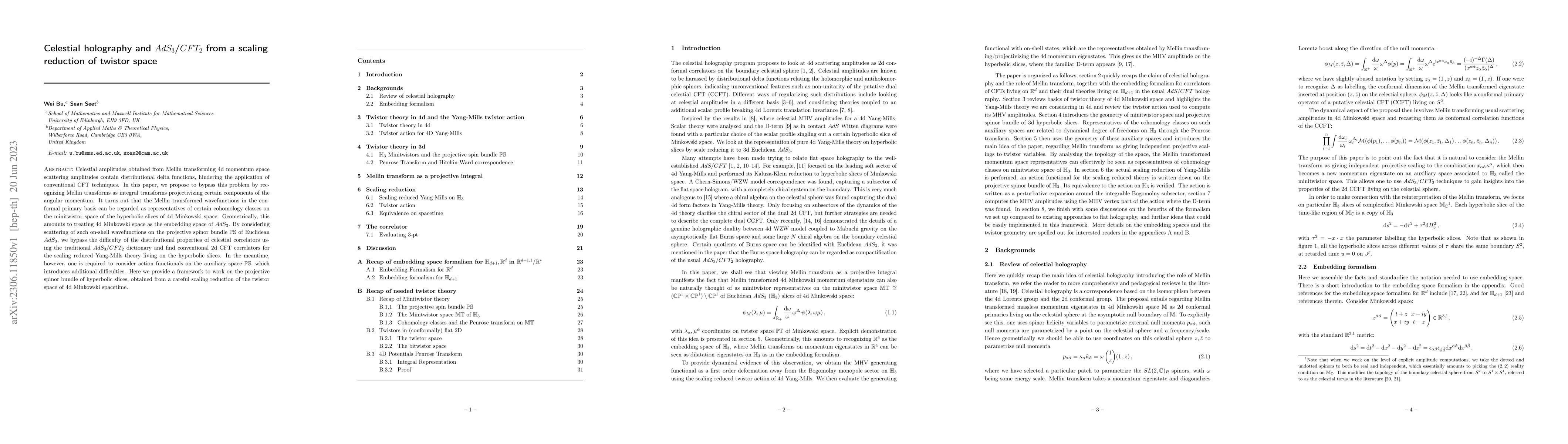 Thumbnail for Celestial holography and AdS3/CFT2 from a scaling reduction of twistor
  space