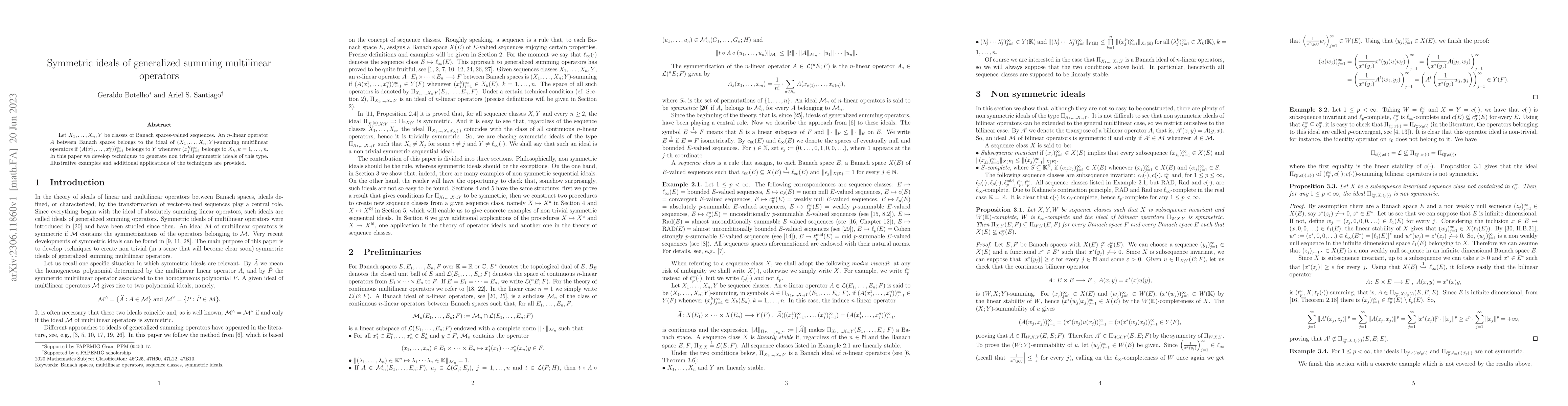 Thumbnail for Symmetric ideals of generalized summing multilinear operators