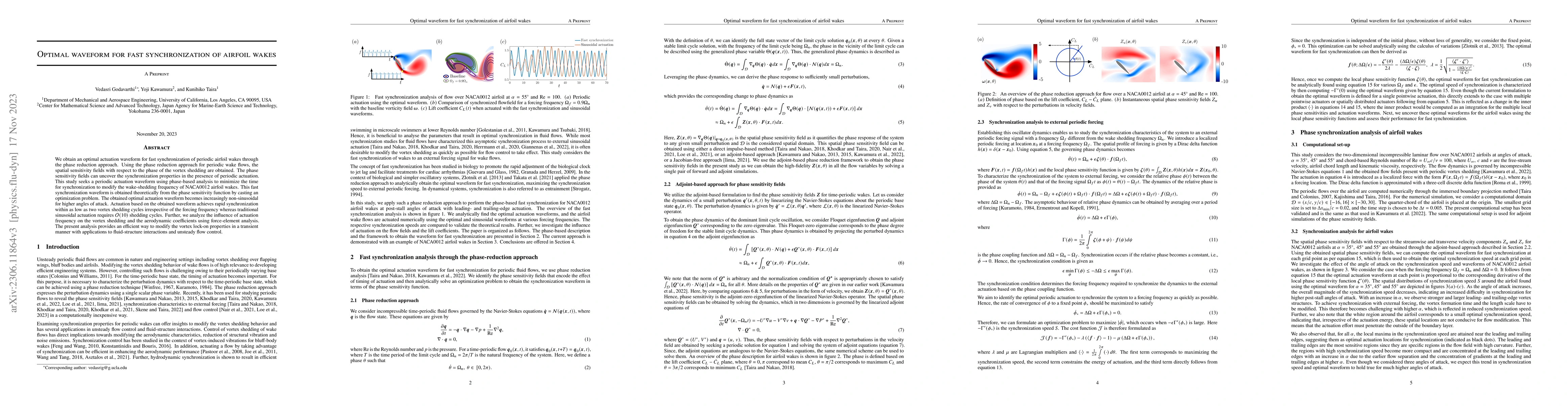 Thumbnail for Optimal waveform for fast synchronization of airfoil wakes
