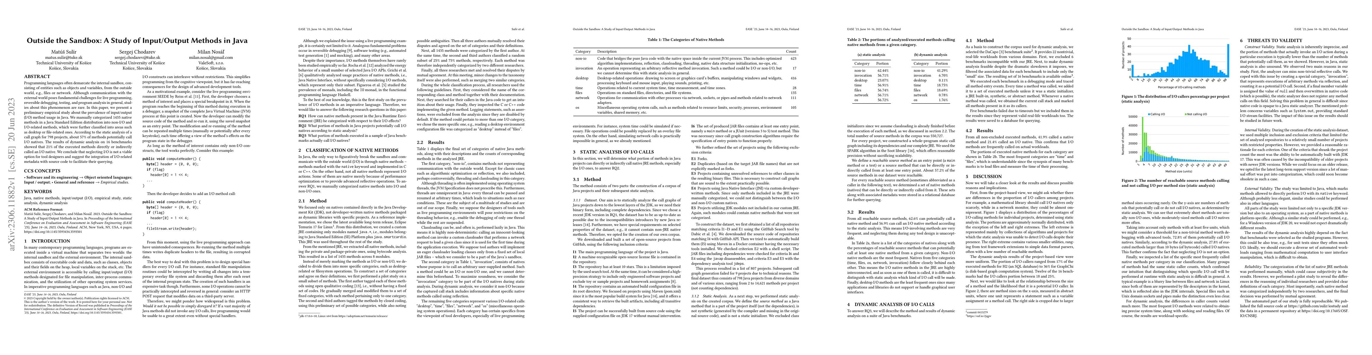 Thumbnail for Outside the Sandbox: A Study of Input/Output Methods in Java
