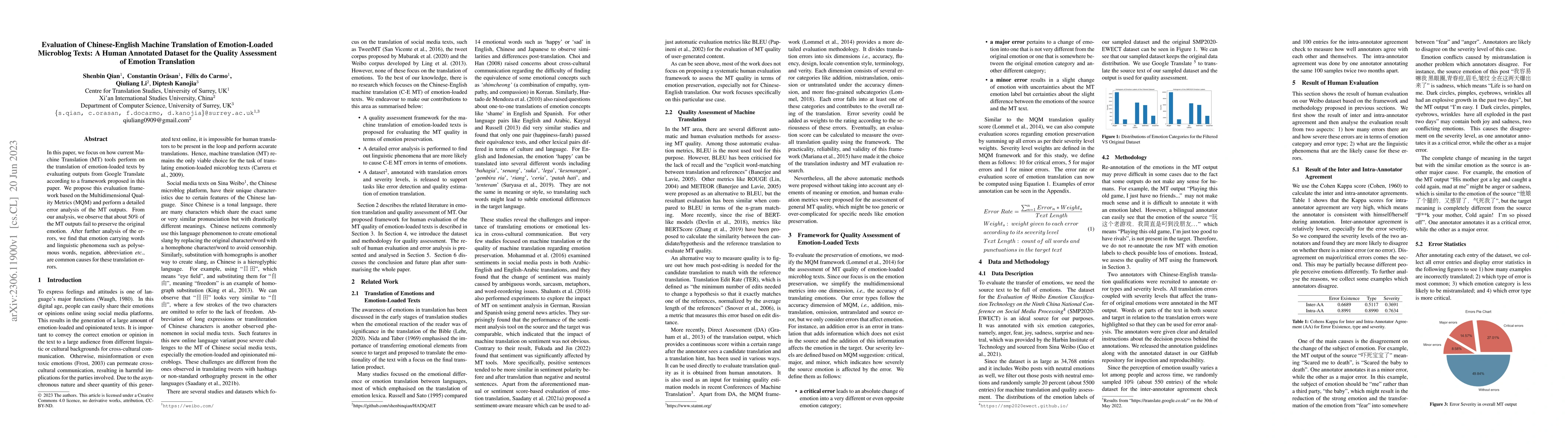 Thumbnail for Evaluation of Chinese-English Machine Translation of Emotion-Loaded
  Microblog Texts: A Human Annotated Dataset for the Quality Assessment of
  Emotion Translation
