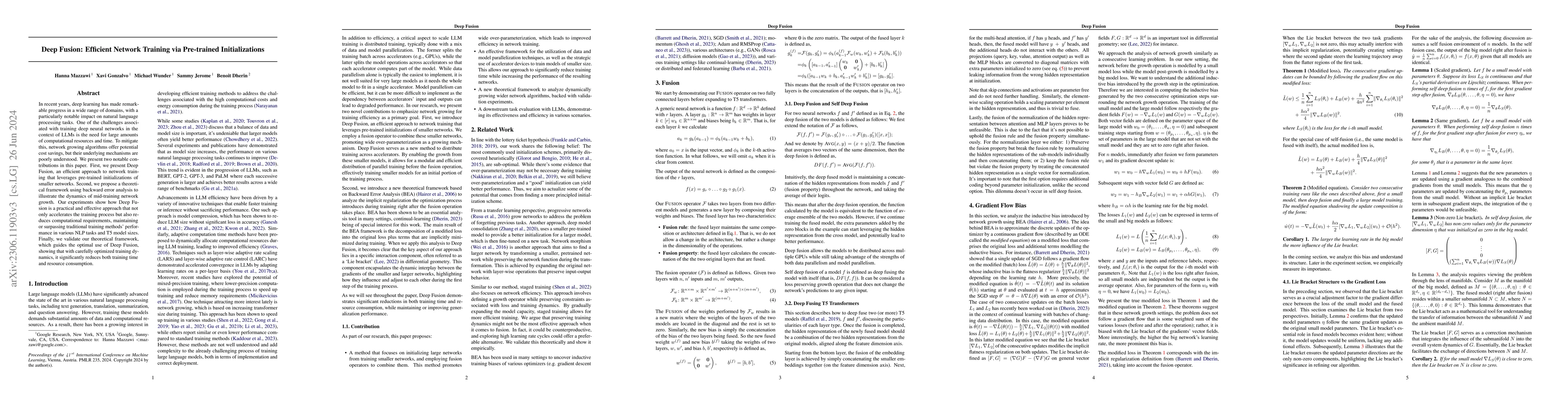 Thumbnail for Deep Fusion: Efficient Network Training via Pre-trained Initializations