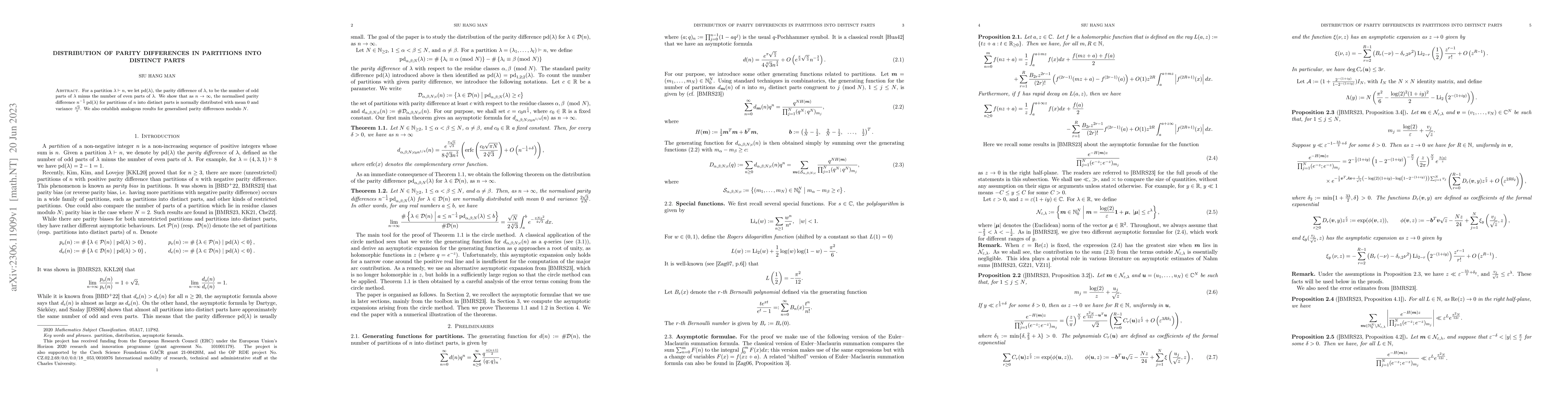 Thumbnail for Distribution of parity differences in partitions into distinct parts