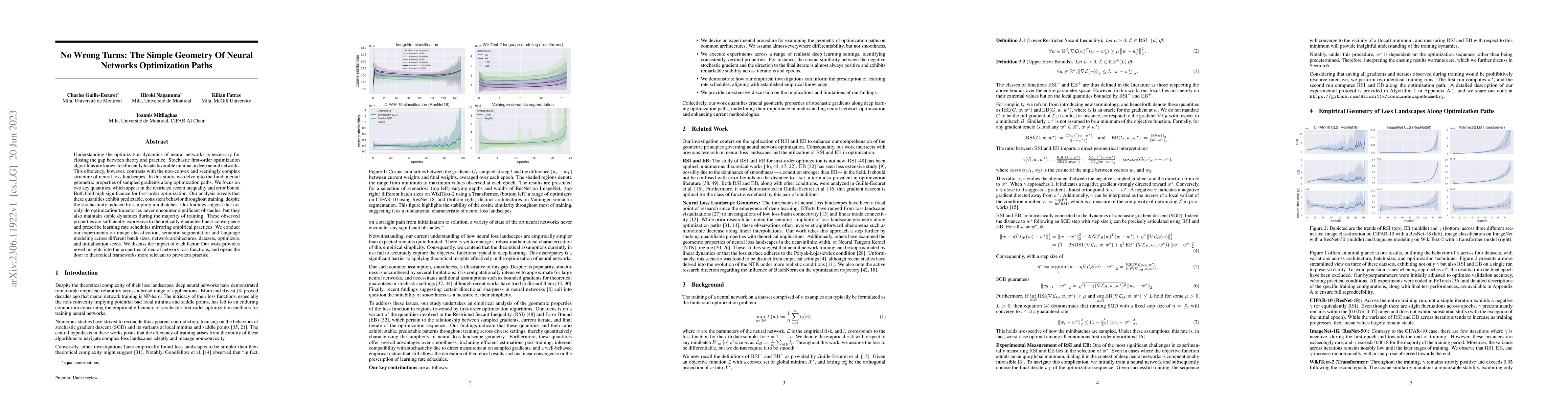 Thumbnail for No Wrong Turns: The Simple Geometry Of Neural Networks Optimization
  Paths