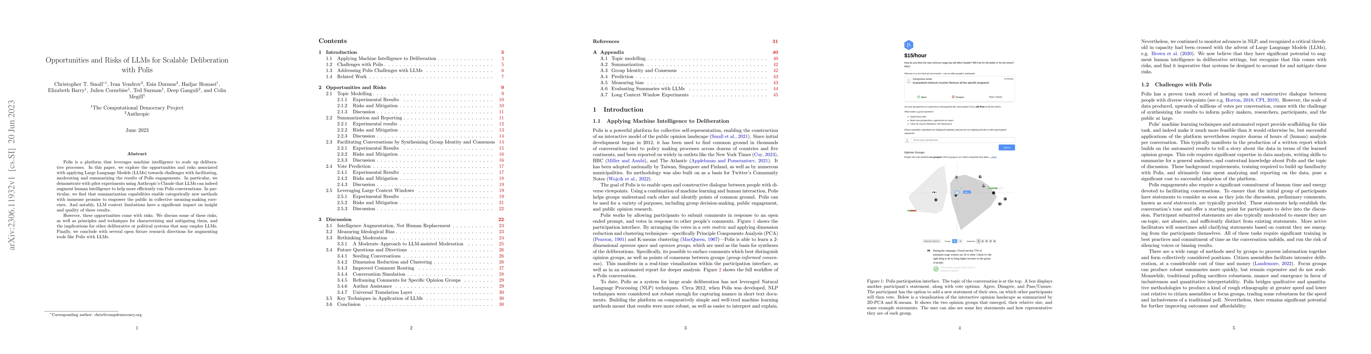 Thumbnail for Opportunities and Risks of LLMs for Scalable Deliberation with Polis