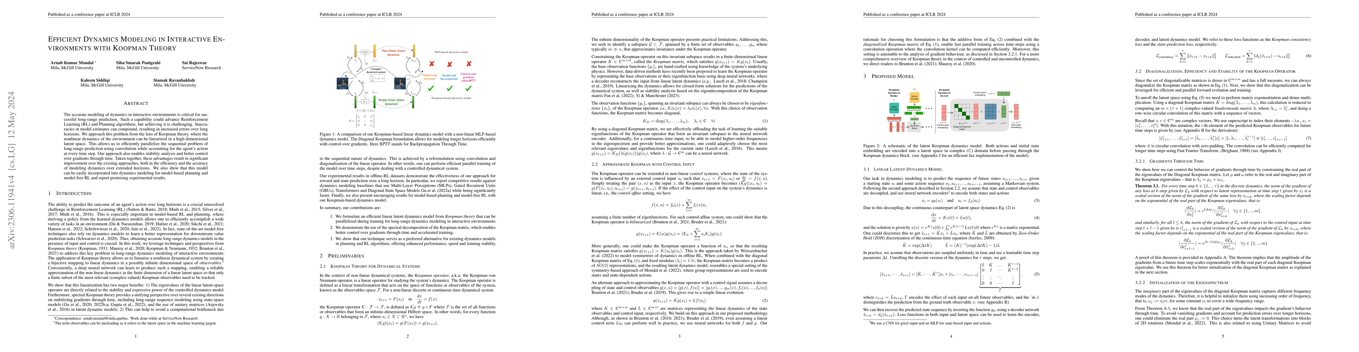Thumbnail for Efficient Dynamics Modeling in Interactive Environments with Koopman
  Theory