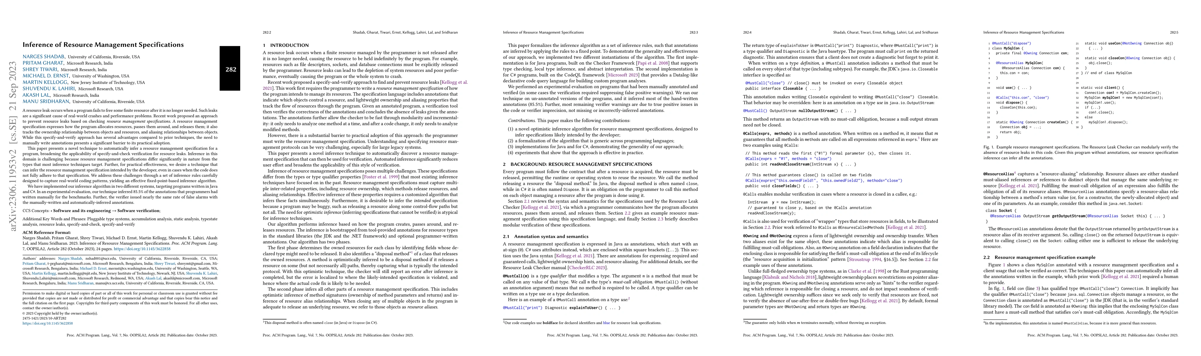 Thumbnail for Inference of Resource Management Specifications