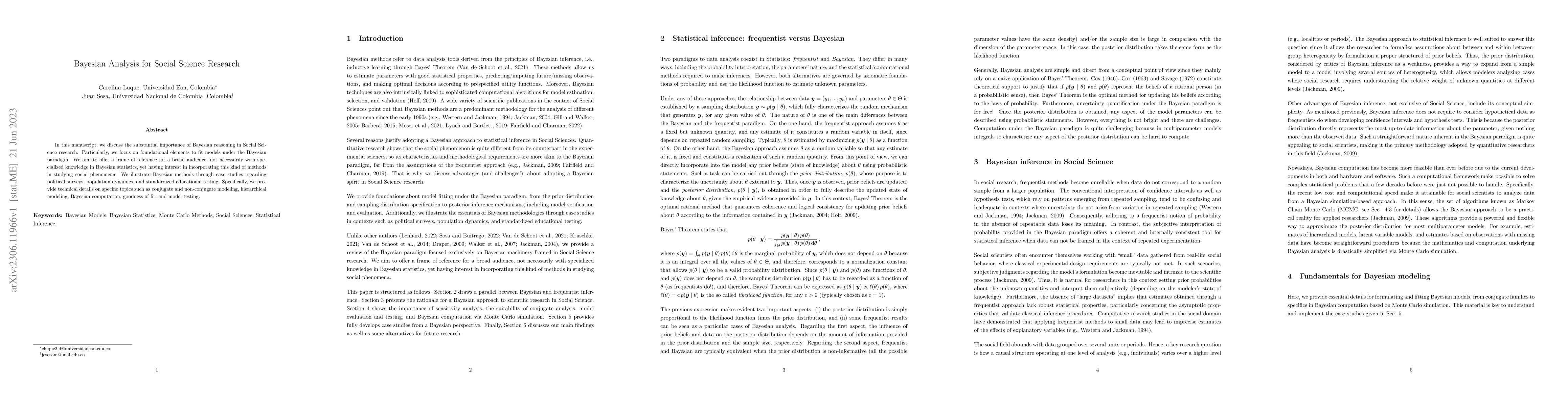 Thumbnail for Bayesian Analysis for Social Science Research