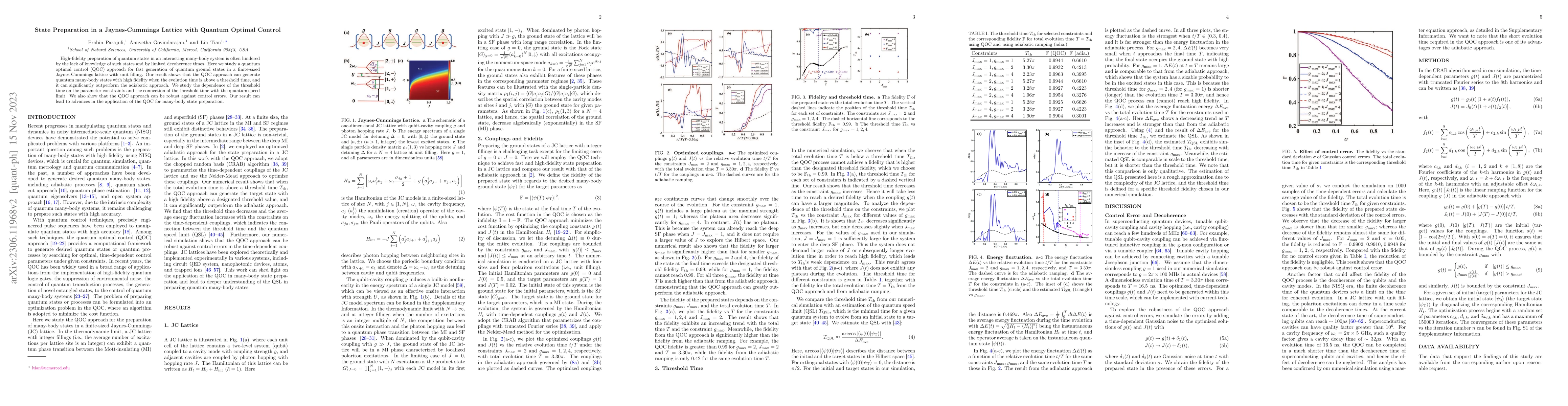 Thumbnail for State Preparation in a Jaynes-Cummings Lattice with Quantum Optimal
  Control