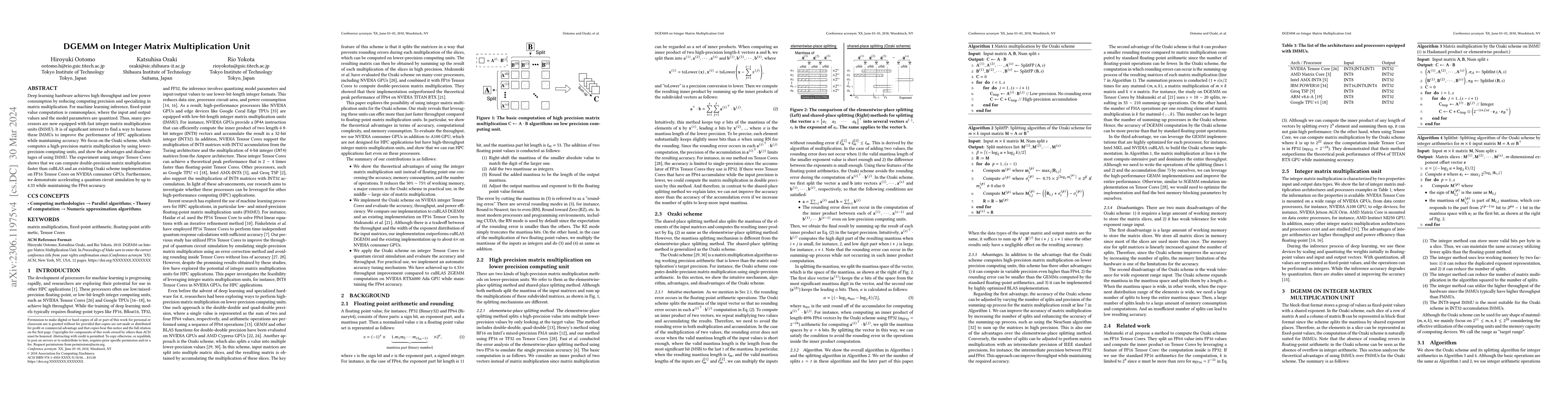 Thumbnail for DGEMM on Integer Matrix Multiplication Unit