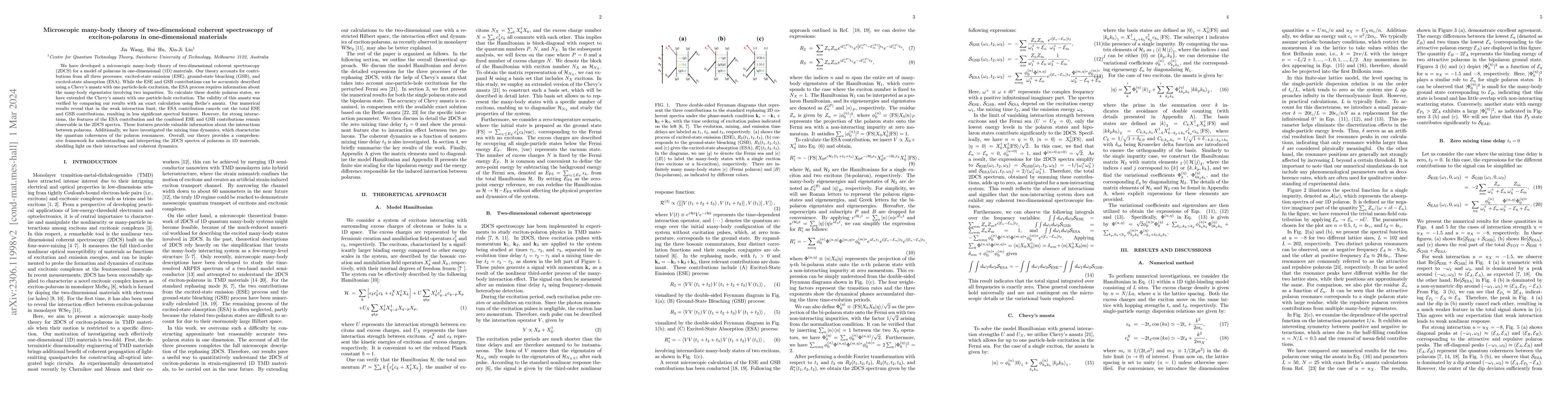 Thumbnail for Microscopic many-body theory of two-dimensional coherent spectroscopy of
  exciton-polarons in one-dimensional materials