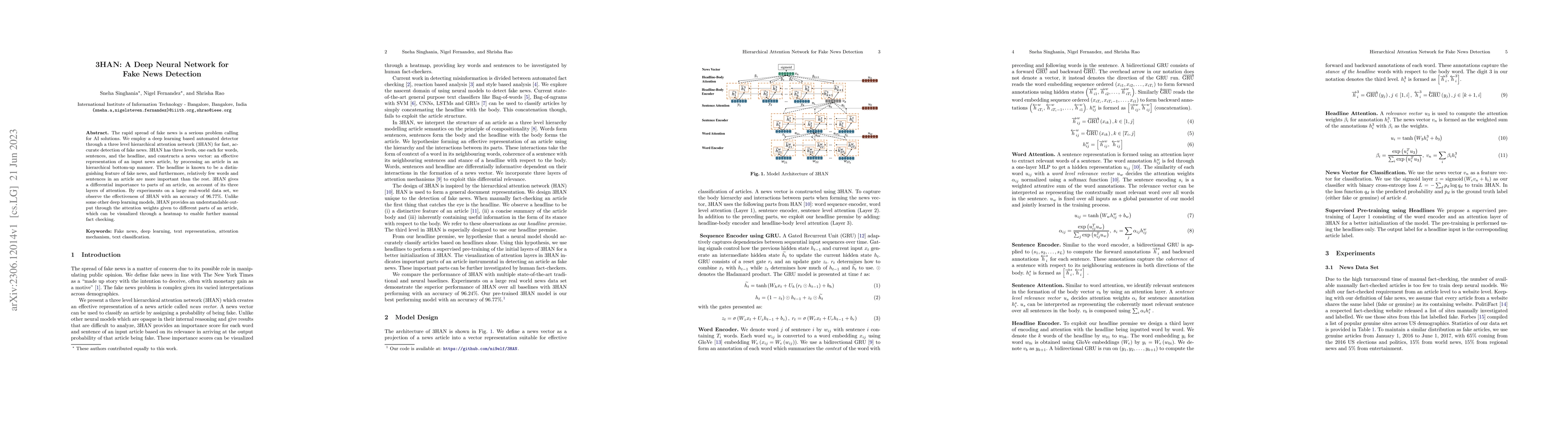 Thumbnail for 3HAN: A Deep Neural Network for Fake News Detection