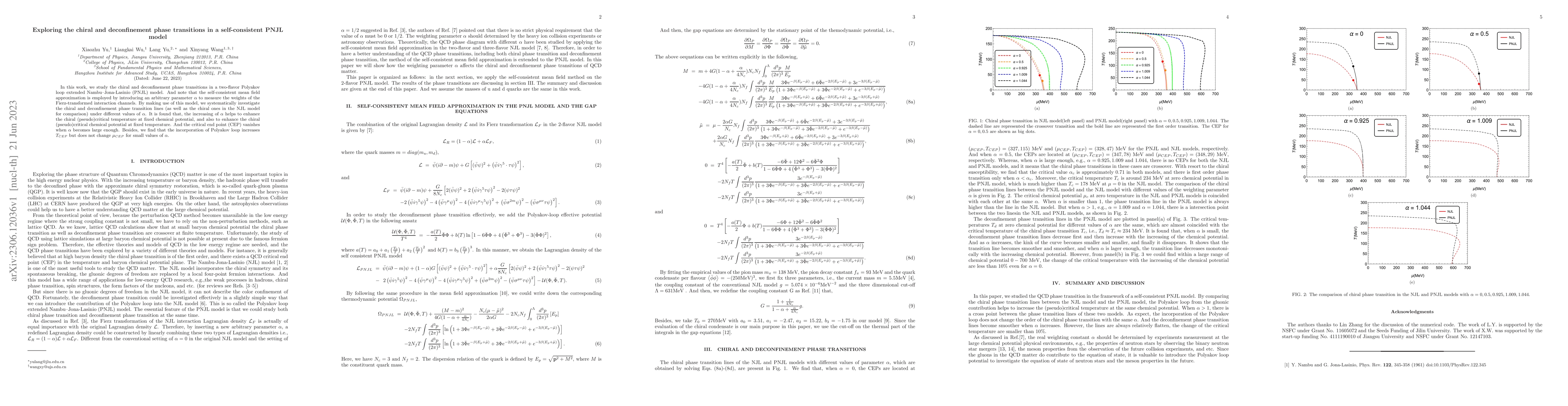 Thumbnail for Exploring the chiral and deconfinement phase transitions in a
  self-consistent PNJL model