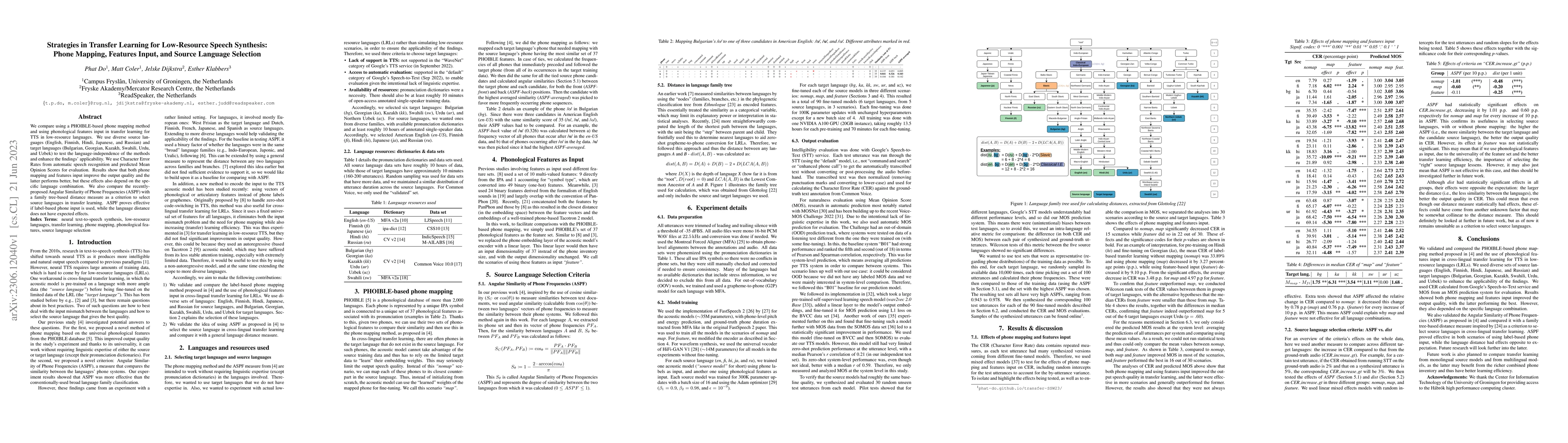 Thumbnail for Strategies in Transfer Learning for Low-Resource Speech Synthesis: Phone
  Mapping, Features Input, and Source Language Selection