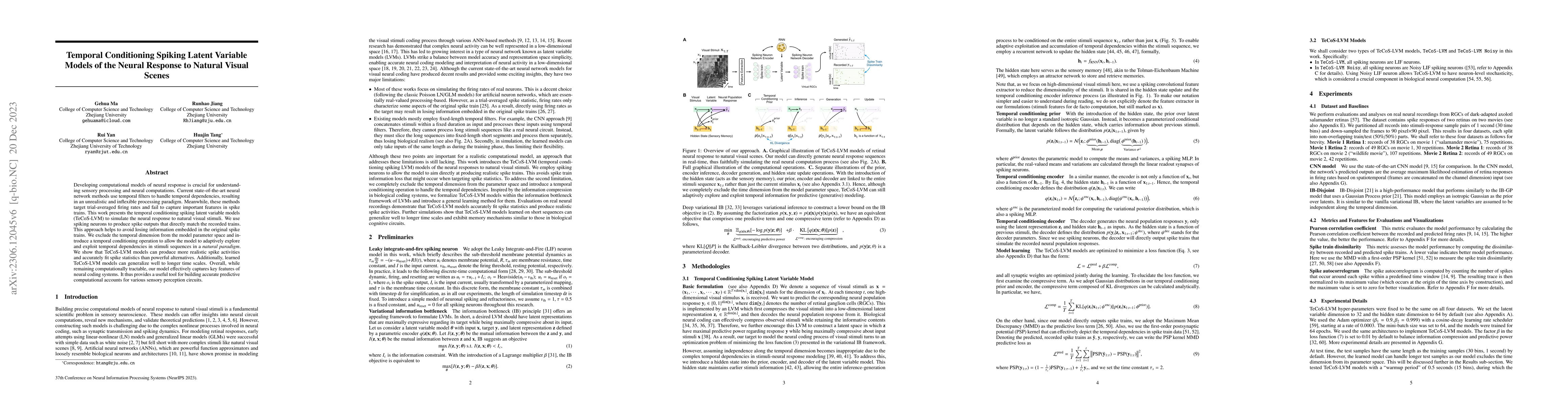 Thumbnail for Temporal Conditioning Spiking Latent Variable Models of the Neural
  Response to Natural Visual Scenes