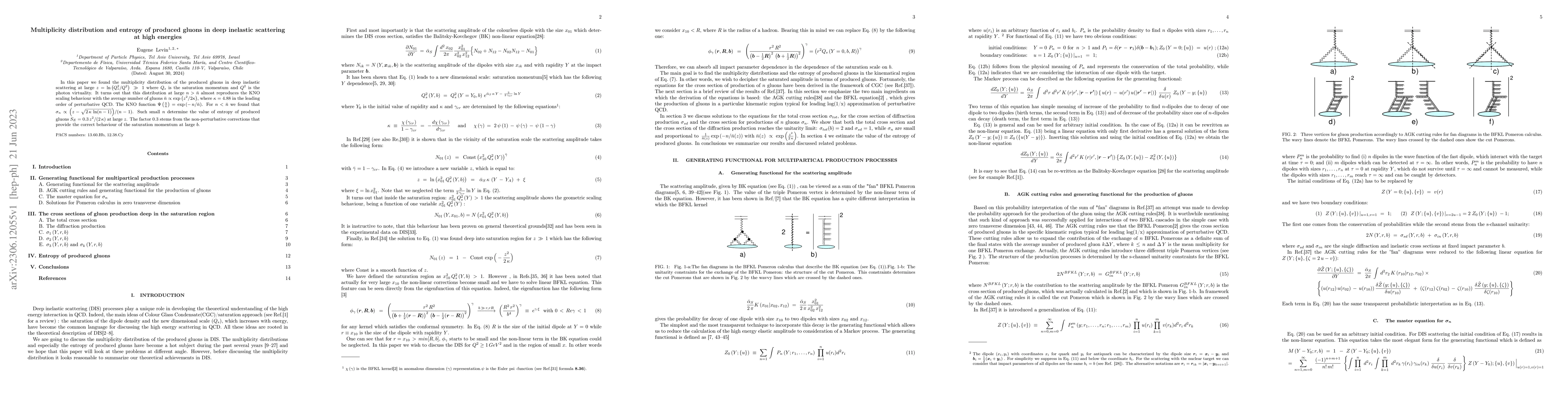 Thumbnail for Multiplicity distribution and entropy of produced gluons in deep
  inelastic scattering at high energies