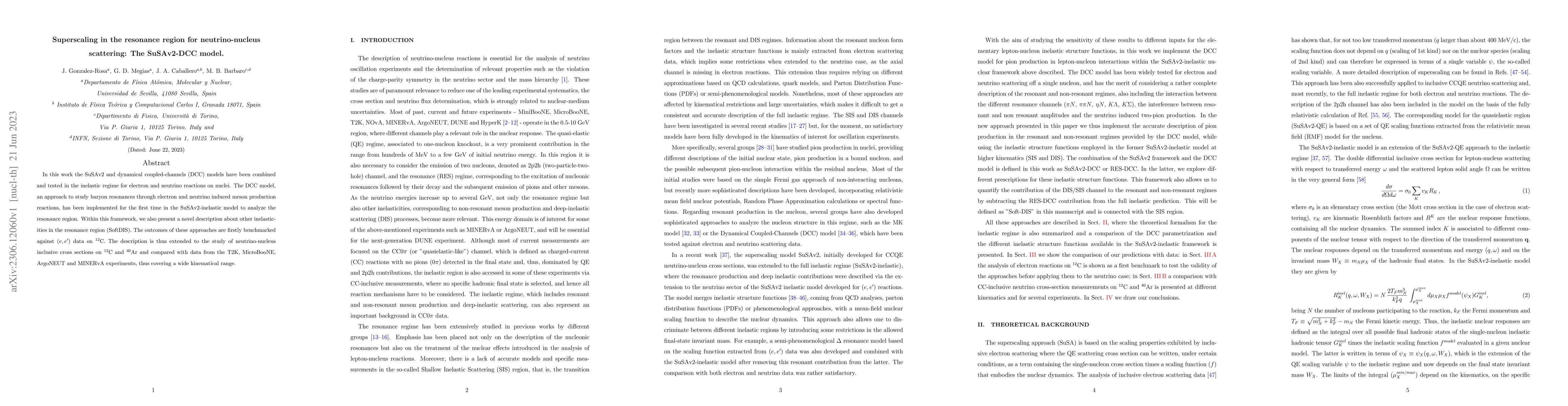 Thumbnail for Superscaling in the resonance region for neutrino-nucleus scattering:
  The SuSAv2-DCC model