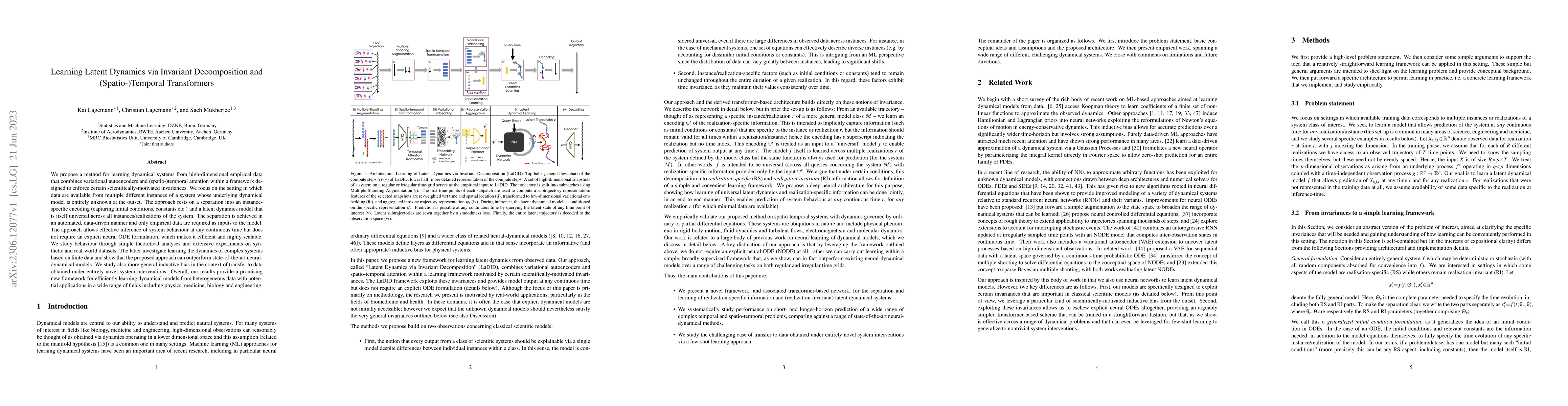 Thumbnail for Learning Latent Dynamics via Invariant Decomposition and
  (Spatio-)Temporal Transformers