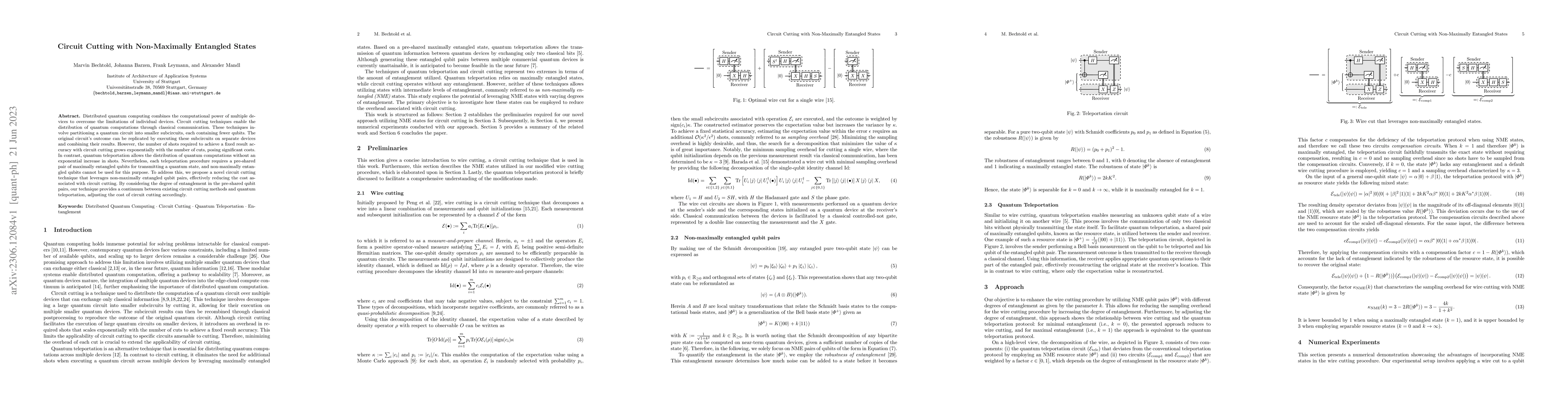 Thumbnail for Circuit Cutting with Non-Maximally Entangled States