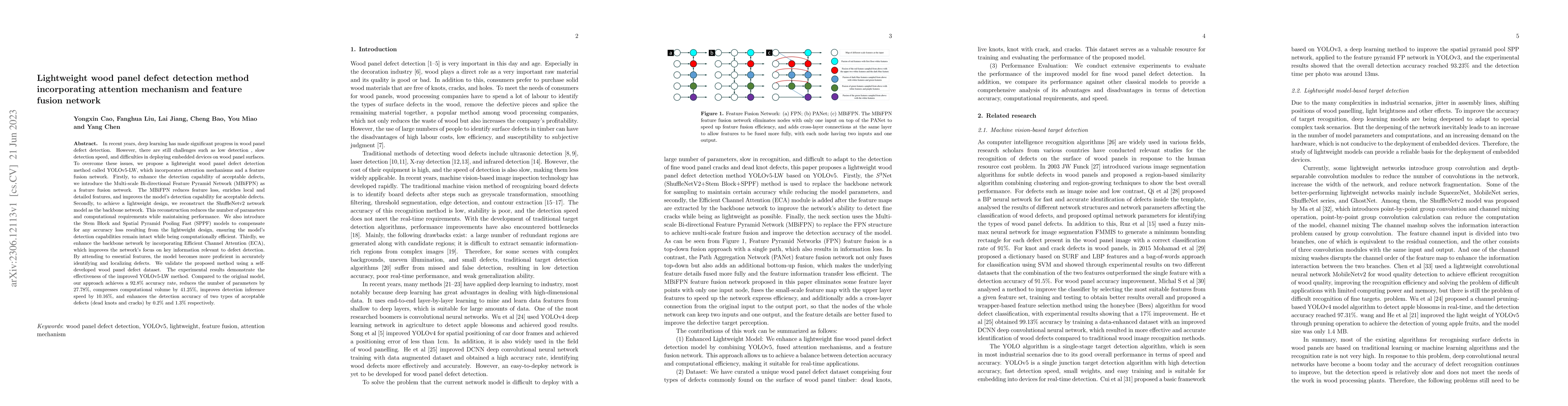 Thumbnail for Lightweight wood panel defect detection method incorporating attention
  mechanism and feature fusion network