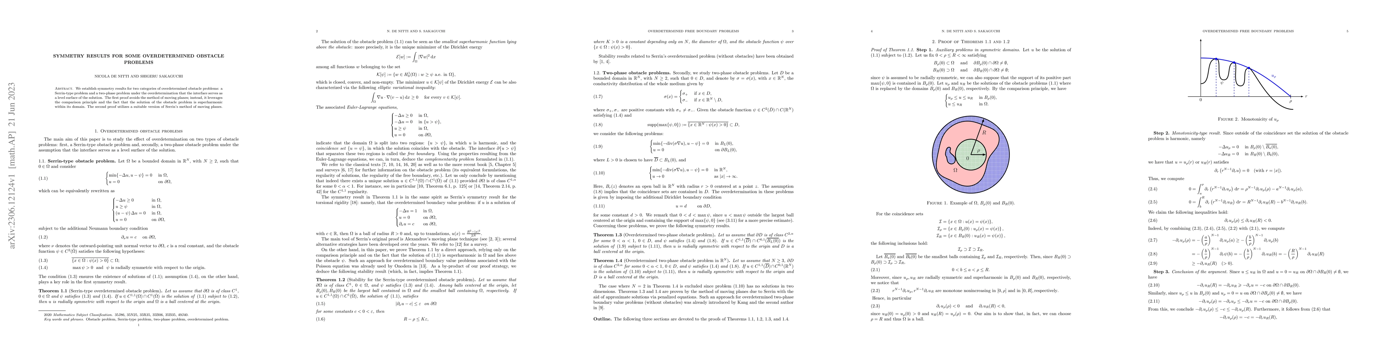 Thumbnail for Symmetry results for some overdetermined obstacle problems