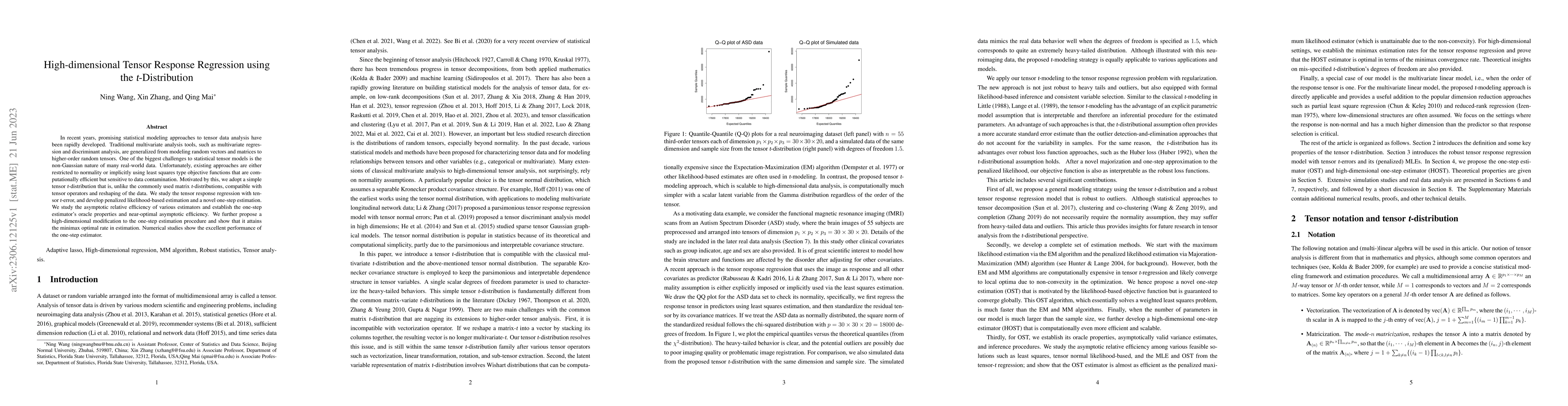 Thumbnail for High-dimensional Tensor Response Regression using the t-Distribution
