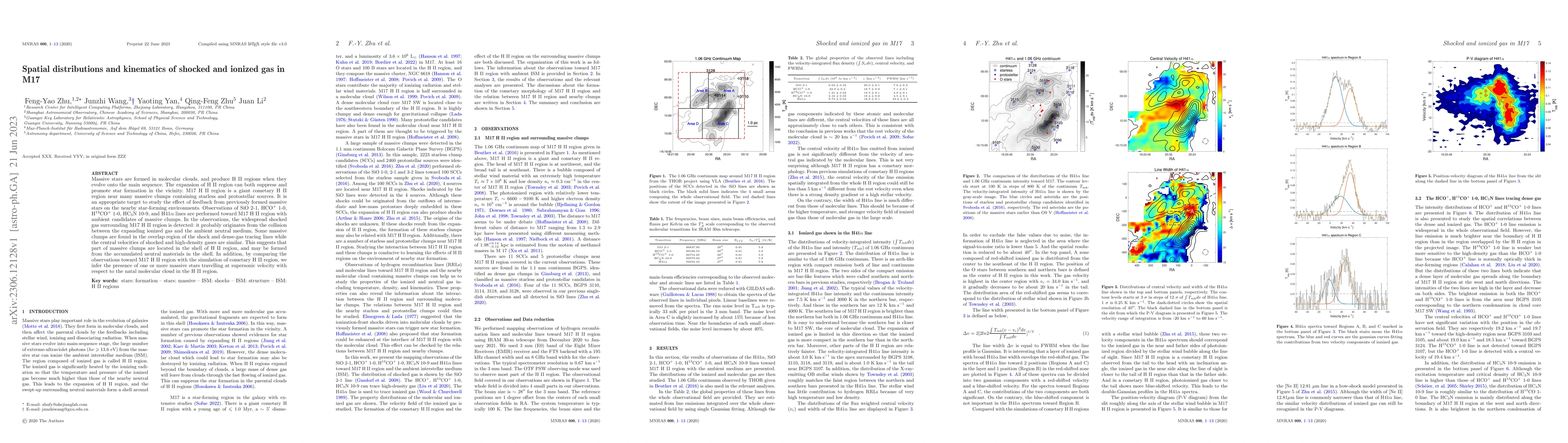 Thumbnail for Spatial distributions and kinematics of shocked and ionized gas in M17