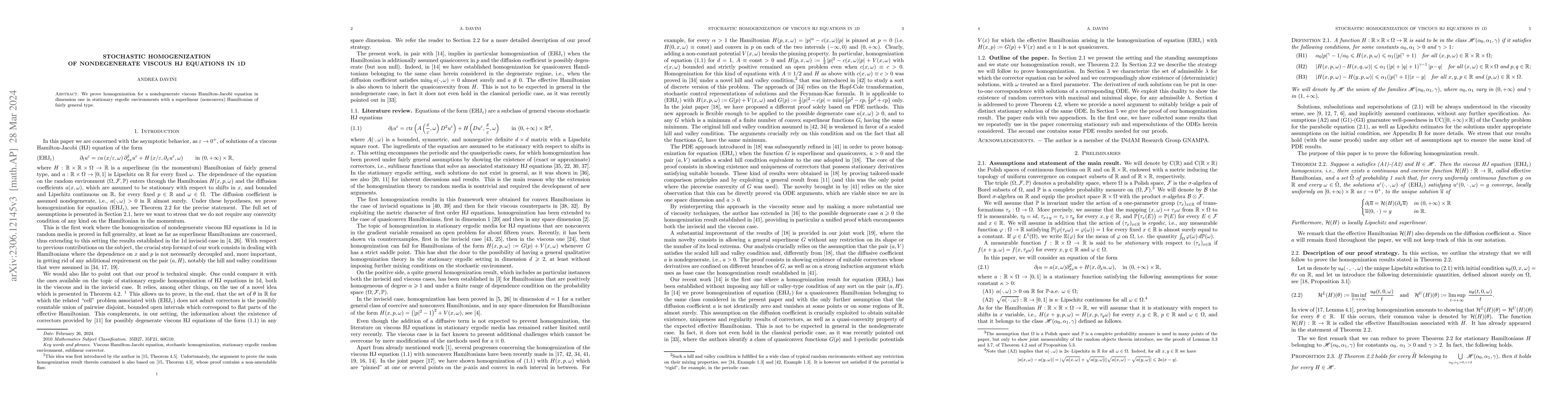 Thumbnail for Stochastic homogenization of nondegenerate viscous HJ equations in 1d