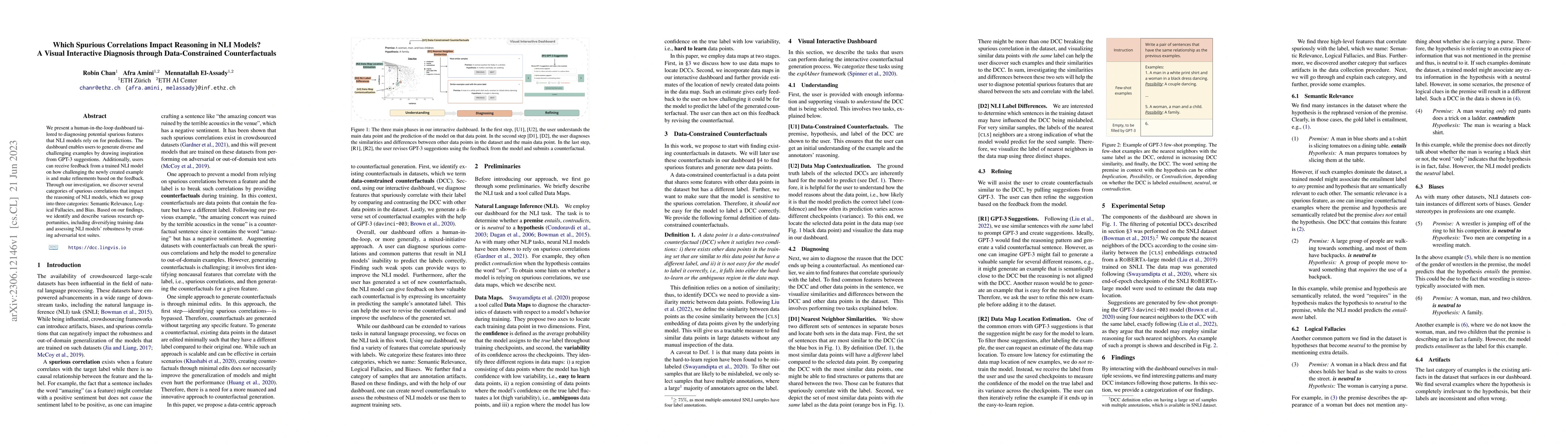 Thumbnail for Which Spurious Correlations Impact Reasoning in NLI Models? A Visual
  Interactive Diagnosis through Data-Constrained Counterfactuals