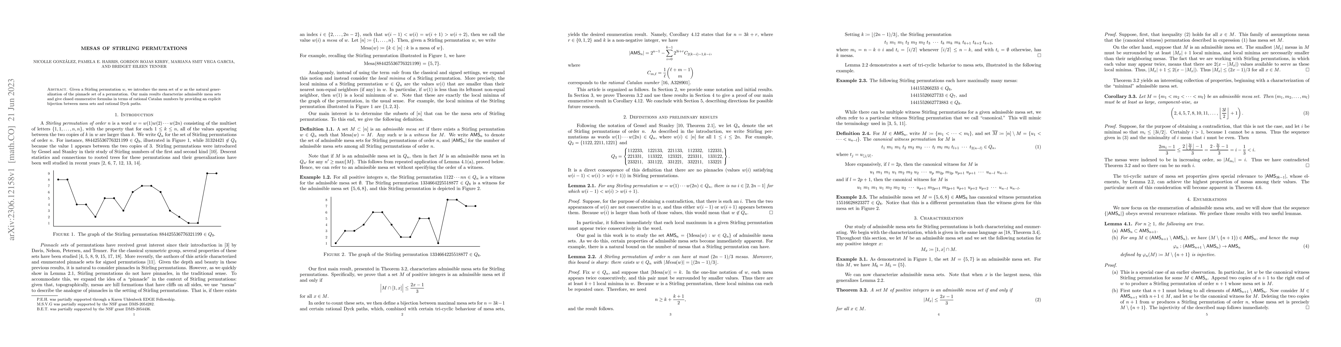 Thumbnail for Mesas of Stirling permutations