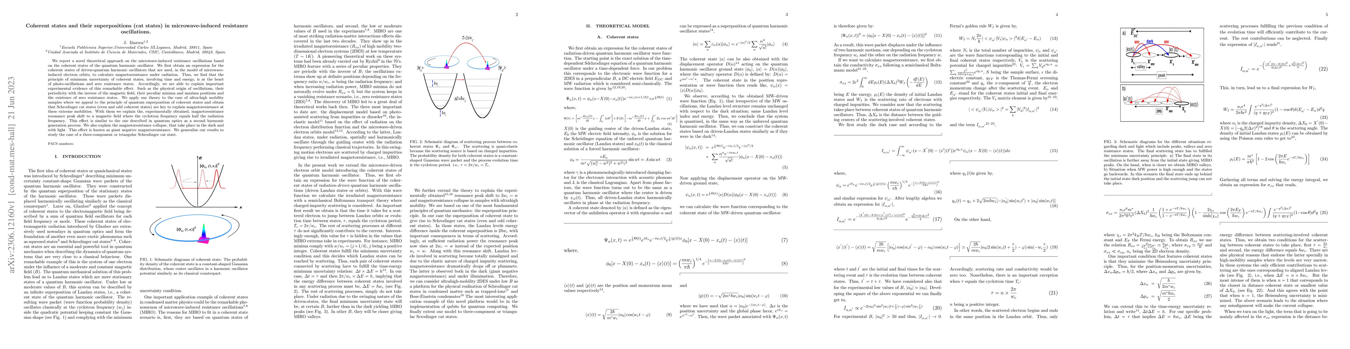 Thumbnail for Coherent states and their superpositions (cat states) in
  microwave-induced resistance oscillations