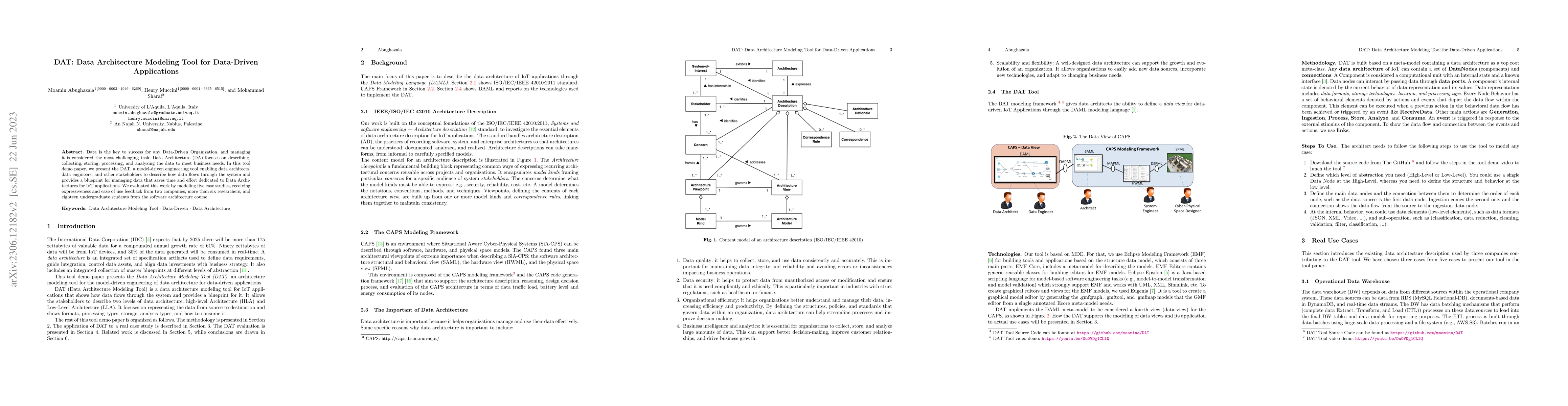 Thumbnail for DAT: Data Architecture Modeling Tool for Data-Driven Applications