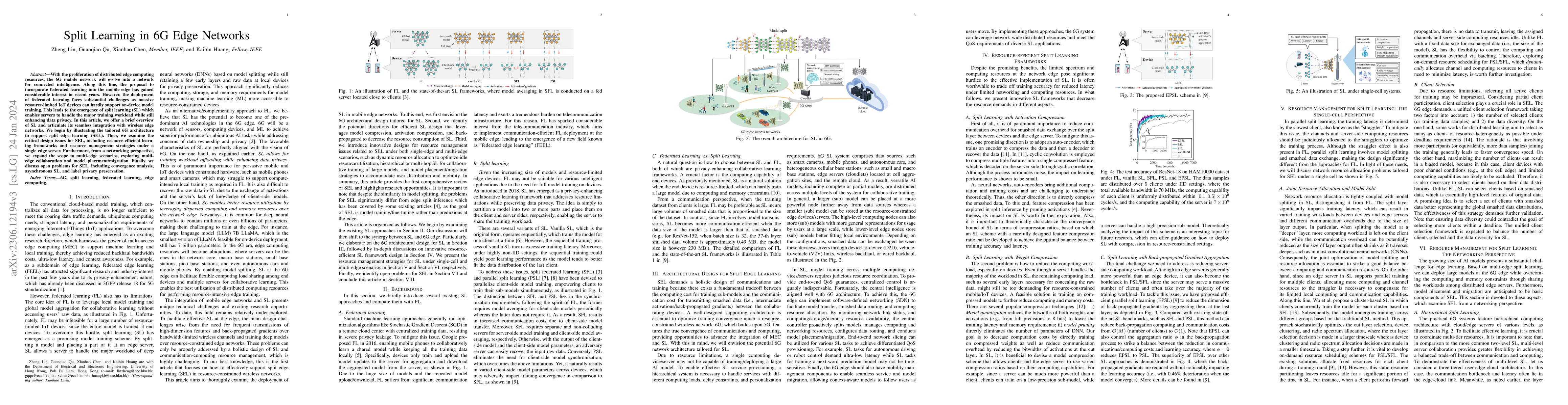 Thumbnail for Split Learning in 6G Edge Networks