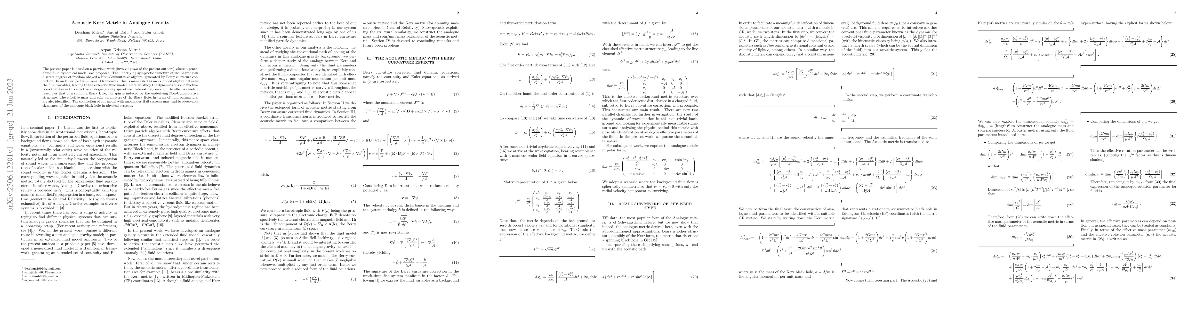 Thumbnail for Acoustic Kerr Metric in Analogue Gravity
