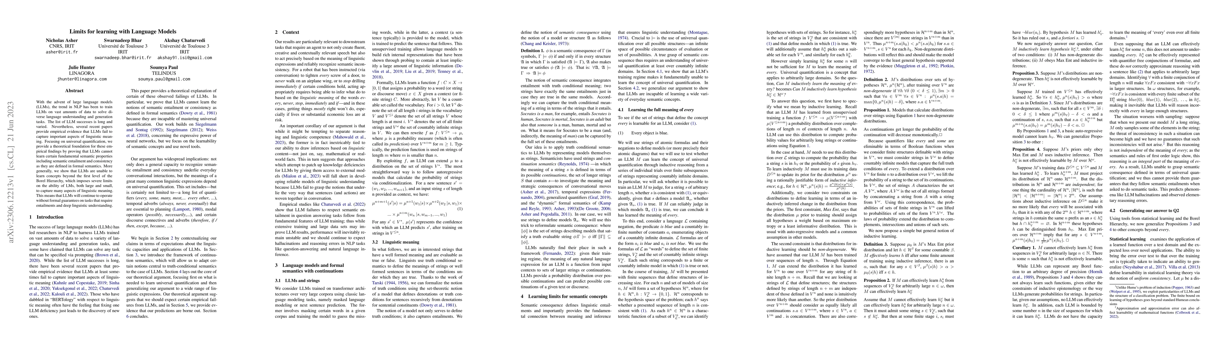 Thumbnail for Limits for Learning with Language Models