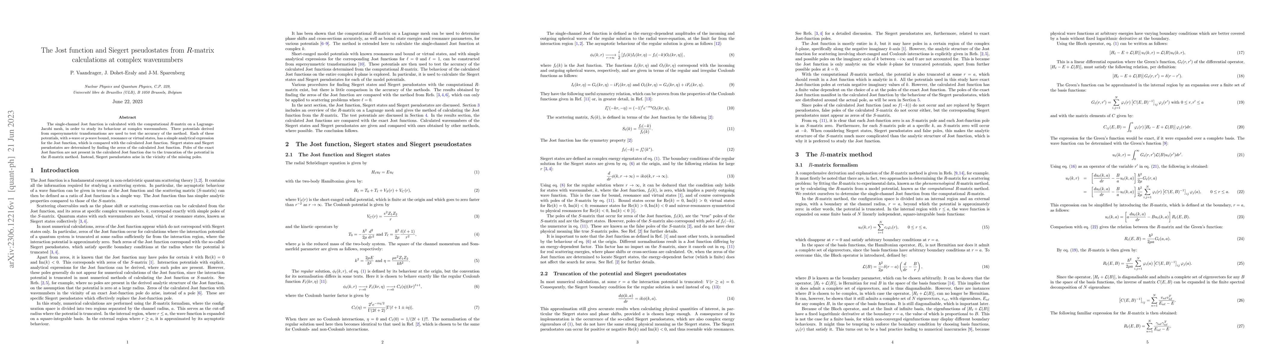 Thumbnail for The Jost function and Siegert pseudostates from R-matrix calculations at
  complex wavenumbers