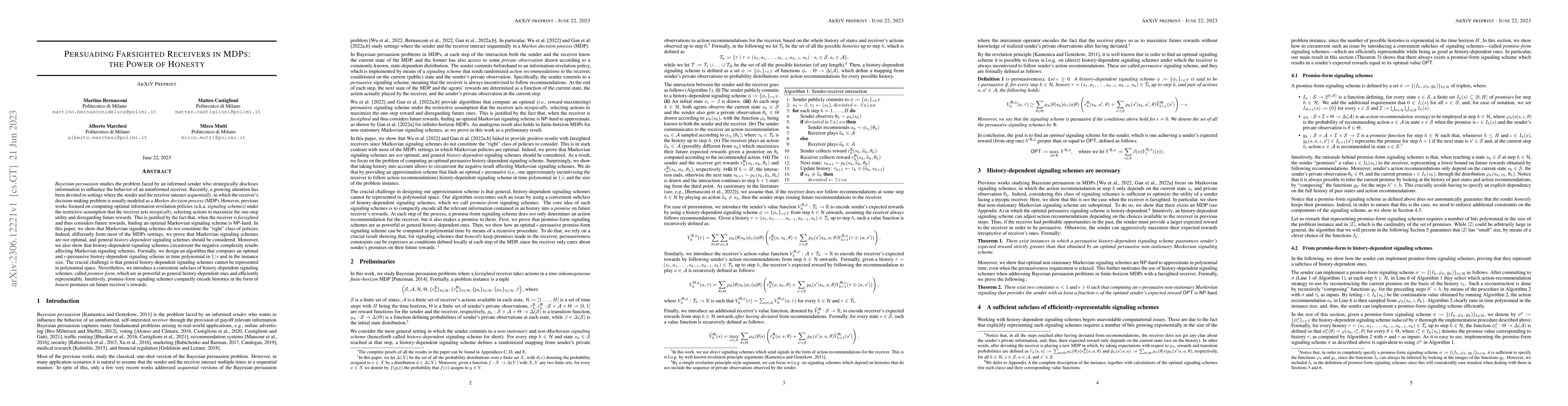 Thumbnail for Persuading Farsighted Receivers in MDPs: the Power of Honesty